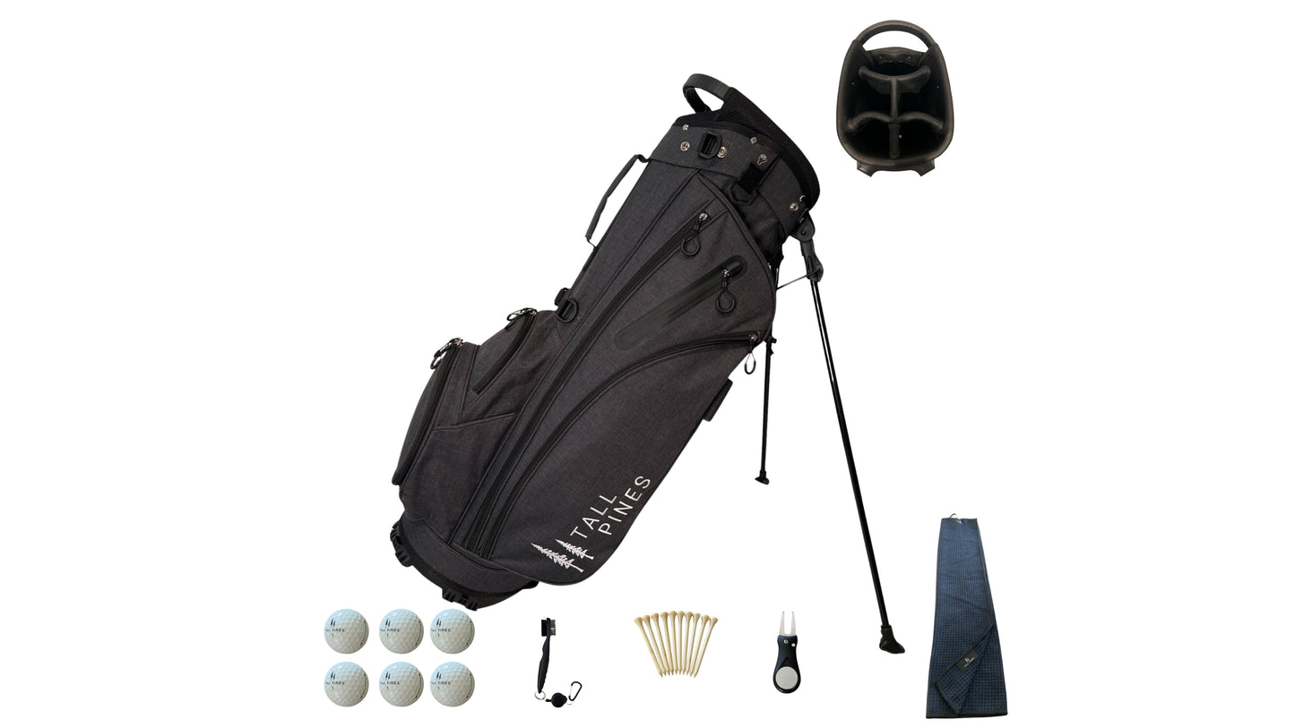Tall Pines Golf Premium Canvas Hybrid Cart/Carry Stand Bag With Golf Accessories Bundle