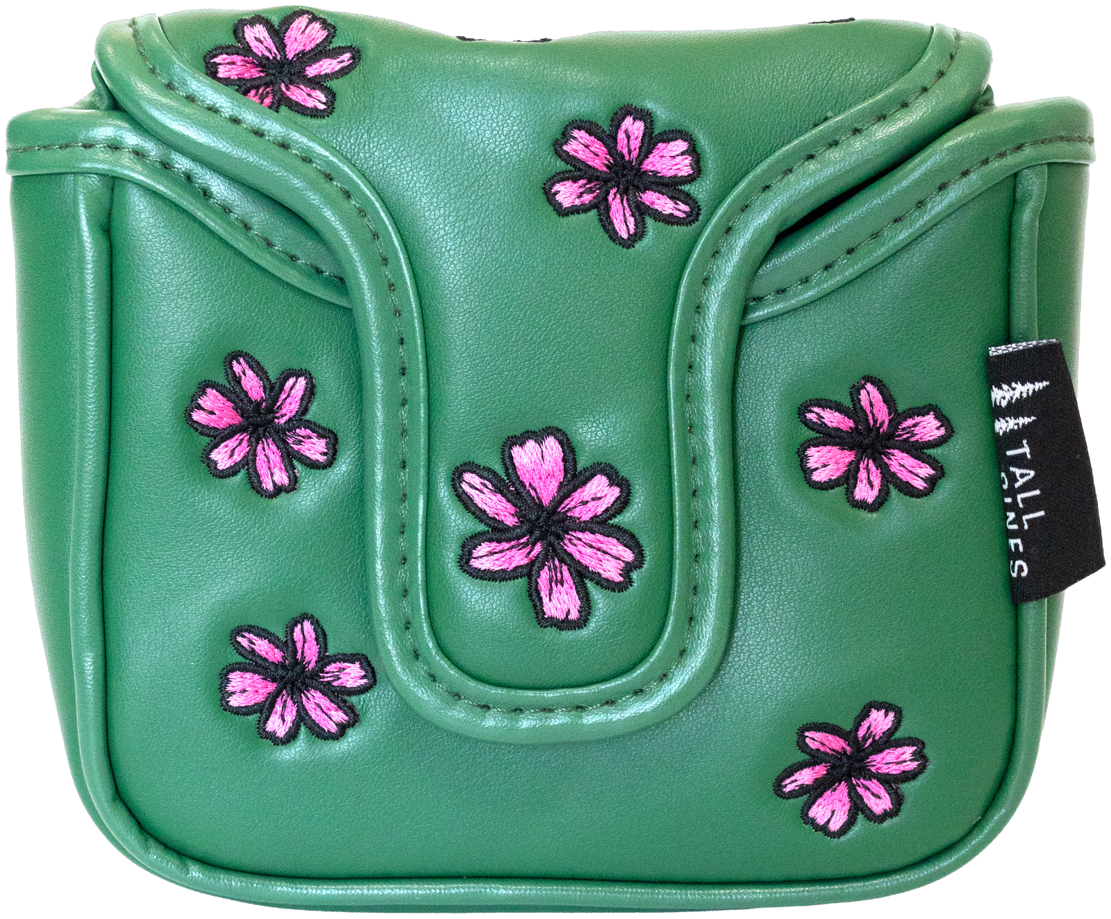 "Augusta Sugar Skull" mallet putter cover by Tall Pines Golf, front view