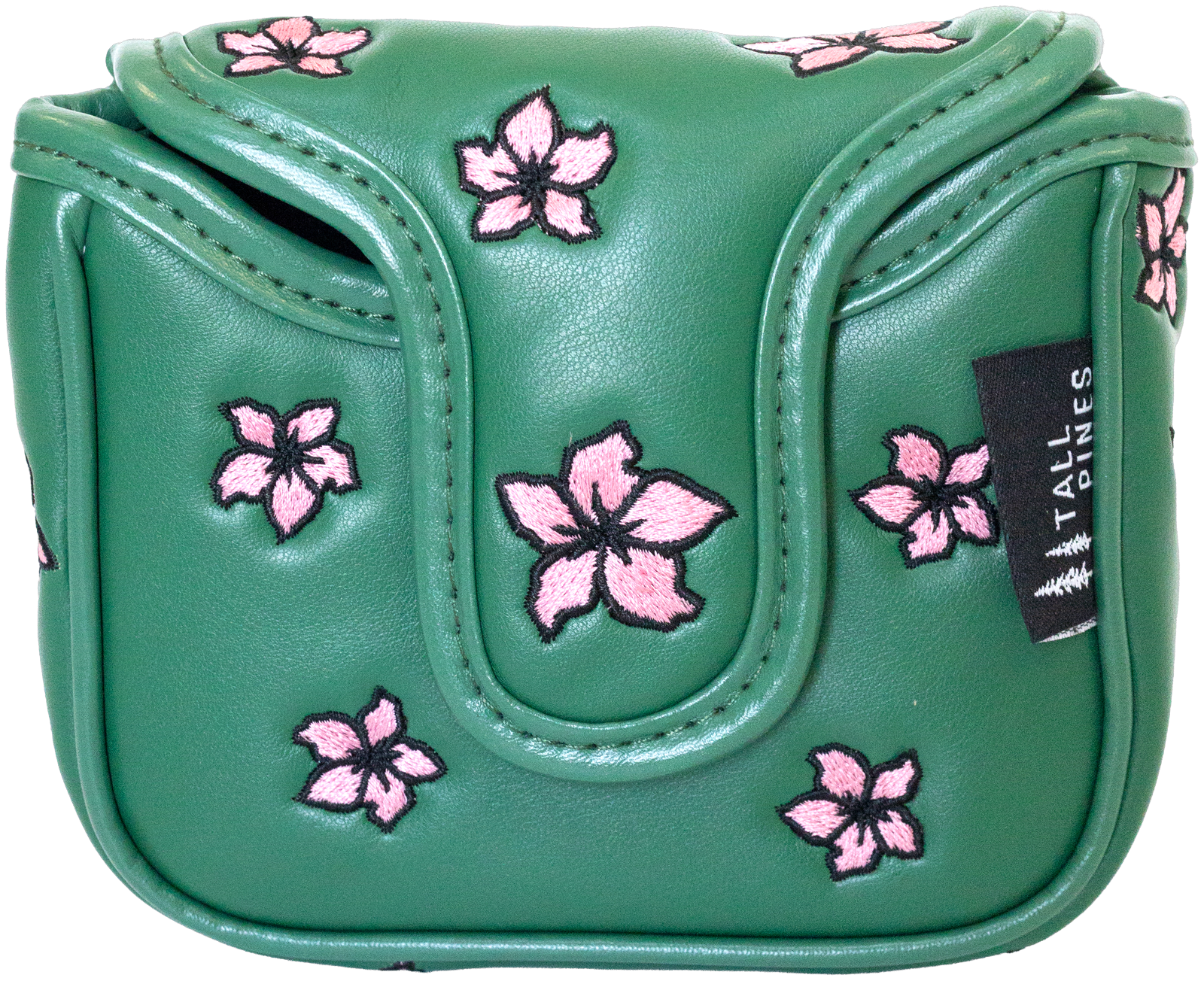 "Hello Friends" mallet putter cover by Tall Pines Golf, front view